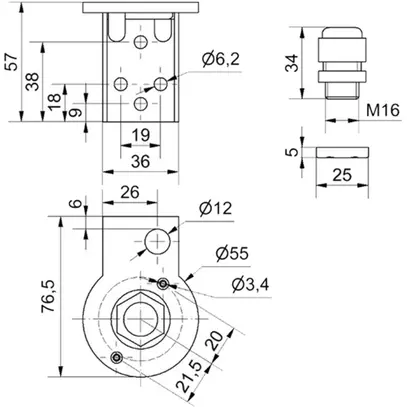 Équerre WERMA, pour colonne de signalisation, pour montage mural, noir 