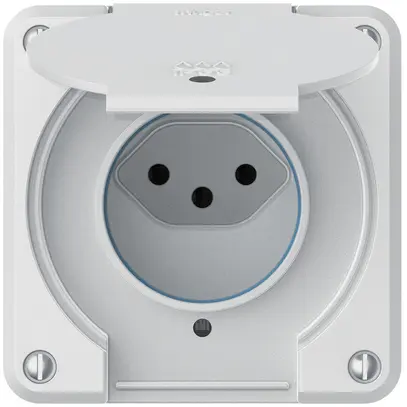 Prise robusto 1×type 13 lumineux IP55 blanc 