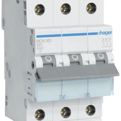 Disgiuntore Hager MCB 3P 415V tipo C 1A Icn 6kA 3UM 