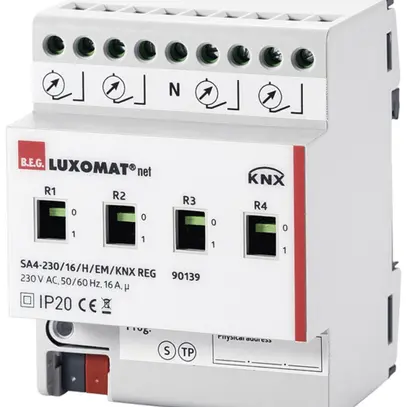 Attuatore-commutatore AMD KNX Luxomat SA4-230/16/H/EM/KNX, 4-volte, 16A/230VAC 