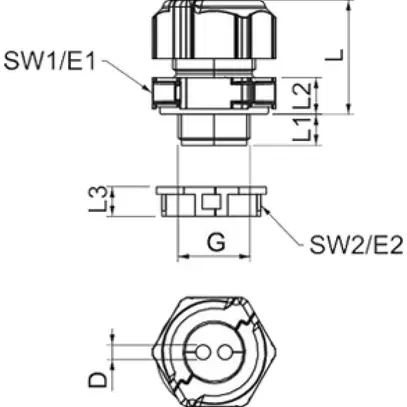 Pressacavo Bettermann V-TEC TB32 separabile M32 2×Ø11mm IP67 grigio 