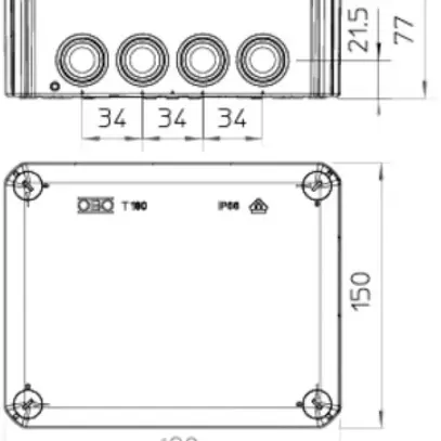 Boîte de dérivation T160 Bettermann grc, s.halog.IP55-IP66 