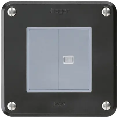 Interrupteur ENC robusto IP55 schema 3/contact à poussoir 1×lumineux noir 