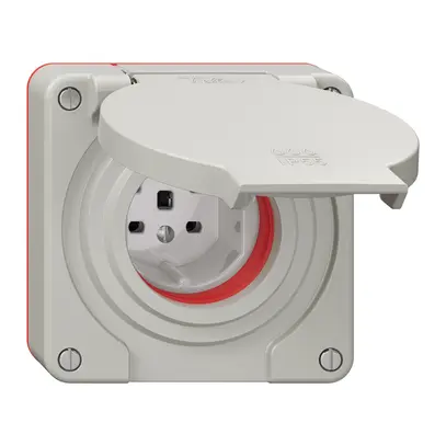 Presa NEVO N.CO, 1×T25, IP55 secondo SN 441011 c.guarnizione rossa grigio chiaro 