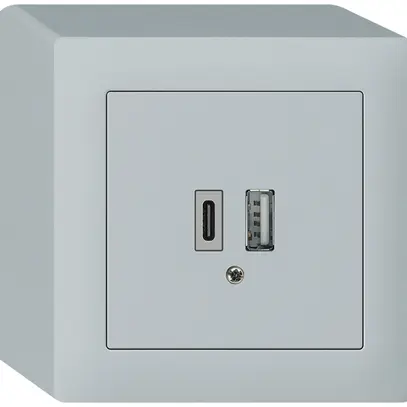 Presa di carica USB AP kallysto 18W PD 1×tipo A 1×tipo C grigio chiaro 