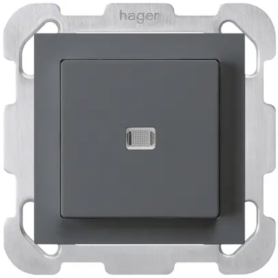 Interruttore pulsante luminoso INC kallysto 3/1P antracite piastra di fissaggio 