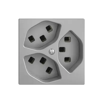 Prise EDIZIOdue 3×T23 silver 16A, avec bornes enf. 