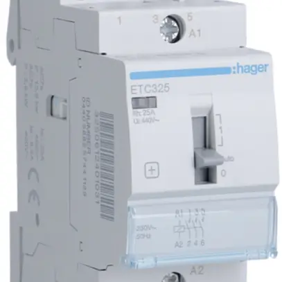 Contacteur AMD Hager 230VAC 3 fermeur 0 ouvreur 25A avec fonction jour/nuit 2UM 