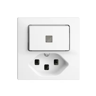 Combinaison lum.3/1L+T23 16A EDIZIOdue blanc avec lent. LED jaune 