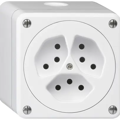 Presa AP robusto 3×tipo 13 bianco senza copercchio 