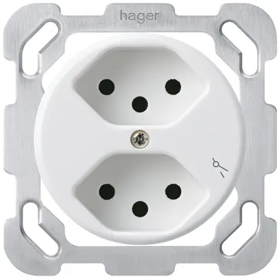 Insert pour prise ENC basico 2×type 13S avec plaque de fixation blanc 