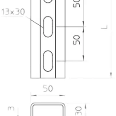 Barre profilée Bettermann 600×50×30mm zinguée à chaud par immersion 