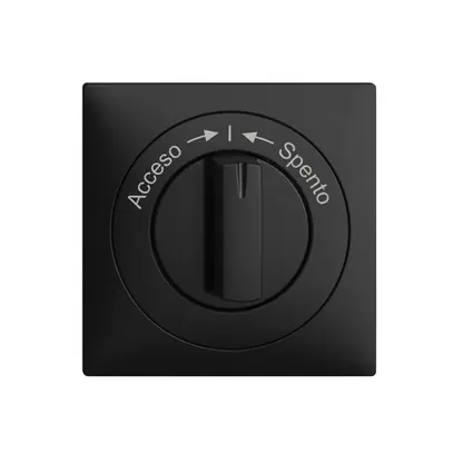 Kit frontal EDIZIOdue Acceso->I<-Spento noir 60×60mm pour contact pivotant 