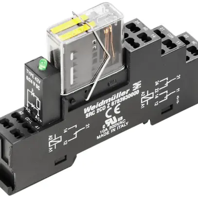 Accoppiatori relè RIDERSERIES RCI 24VDC LED verde 2C guida forz.250VAC 6A molla 