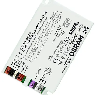 Convertitore LED OT 40/170…240/1A0 4DIMLT2 G2 CE 40W 200…1050mA 123×79×33mm 