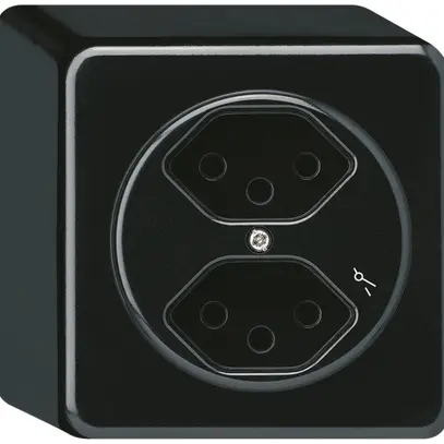 Presa AP basico 2×tipo 13/1 nero h=54mm 