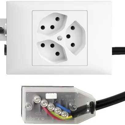 Prise INC EDIZIOdue 3×T13 L1 blanc 45…69mm pour câble Technofil 