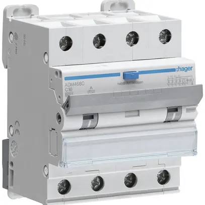 FI/LS-Schalter Hager RCBO 4P 400V Charakteristik C 16A 0.03A Typ A 6kA 4TE 