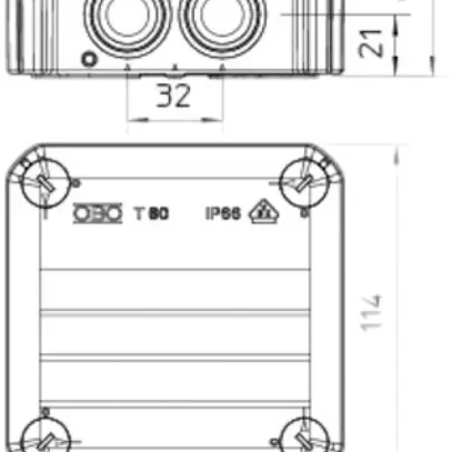 Boîte de dérivation T60 Bettermann blanc pur, sans halog.IP55-IP66 
