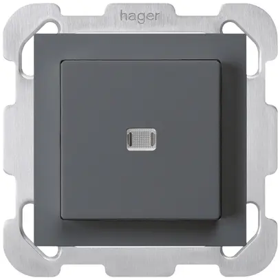 Pulsante luminoso INC kallysto A-R/1P antracite con piastra di fissaggio 