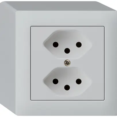 Prise AP kallysto 2×T13 gris clair avec sécurité enfants 