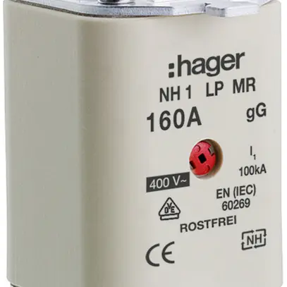 Fusible HPC Hager DIN1 400VAC 160A gG/gL avertisseur central inoxydable 