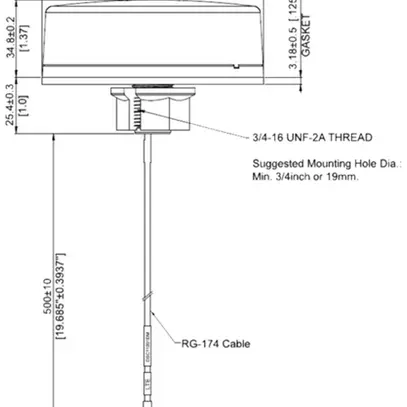 Antenne TTI CMS-ANT-PUCK/EXT-0.5M UHF 2dB 0.01m 698…2700MHz 