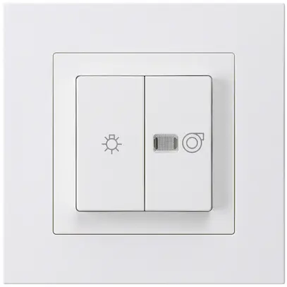Interruttore luminoso INC kallysto.pro bianco 1/1L simbolo illumin.+ventilazione 