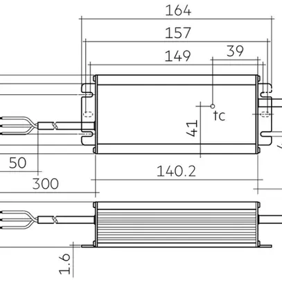 Convertitore LED Tridonic LC 75 24V IP67 L EXC UNV, 75W, 24VDC, 164×68×39mm 