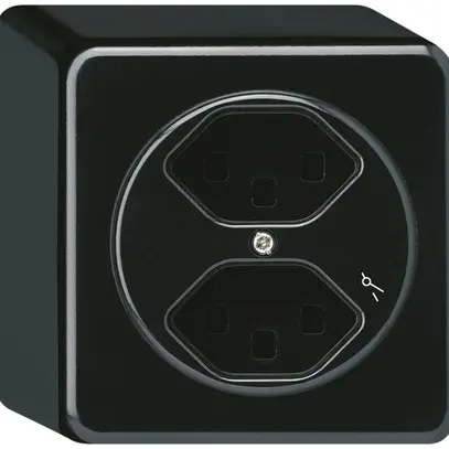 Presa AP Hager basico 2×tipo 23 1×S Q nero 