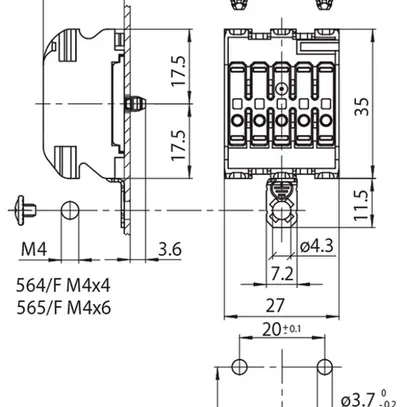 Borne de connexion 5P 0.5…2.5mm² étrier de mise à terre bc 