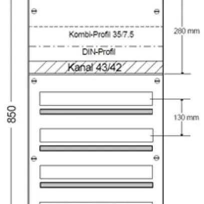 Tableau de distribution AP HAG 4R/96UM 480×850×97mm 