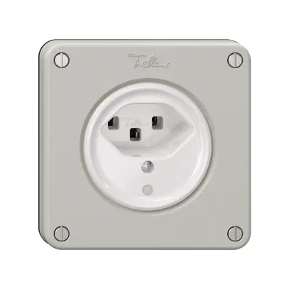 Presa NEVO, 1×T23, c.LED, grigio chiaro 