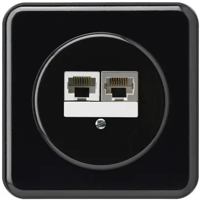 Scatola di raccordo INC basico 2×RJ45s+u separato nero 