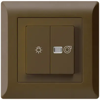 Interrupteur lumineux ENC kallysto.line brun 1/1L symbole lumineux+ventilation 