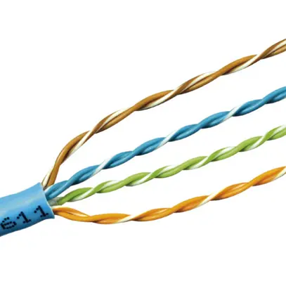 Câble cat.6 UTP Prysmian Draka 4×2×AWG23 sans halogène, bleu Eca 