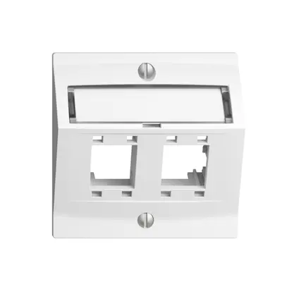 Montageset EDIZIOdue, mit Schrägauslasshaube, für 2×RJ45, weiss 