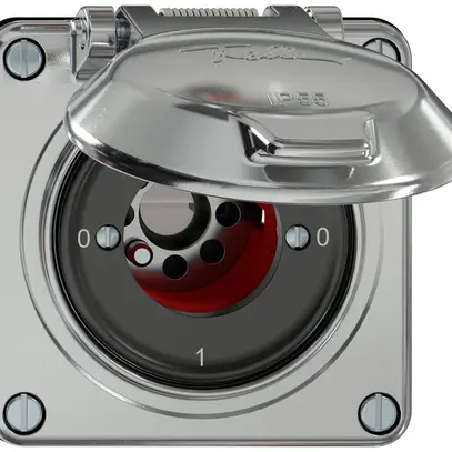 Interrupteur à clé ELEMENT SNAPFIX® 2×1P clapet 16A 400V 0-1-0-1 alu 