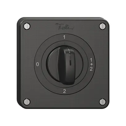 Interruttore rotativo NEVO N.CO 1/1 L, con manopola, KS, 0-1-1+2-2, nero 