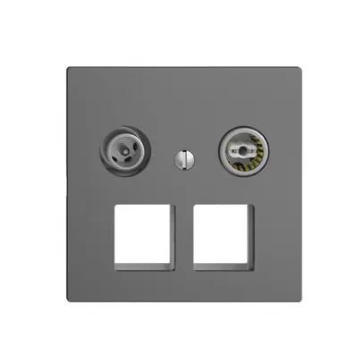 Prise multimédia 19dB Edue F, prise de passage, pour 2×RJ45 Keystone, gris foncé 
