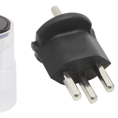 Adattatore fisso MAX HAURI 3L T23/Schuko nero c.gomma  16A 230VAC 