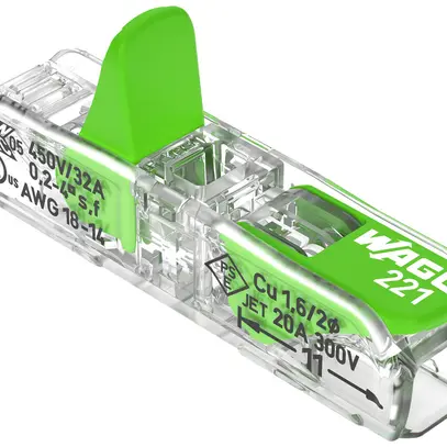 Borne de connexion WAGO Green Range 2L 0.34…4mm² avec levier vt transparent 