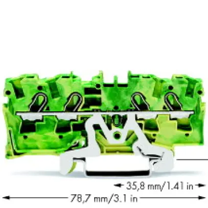 Borne de passage WAGO TOPJOB S 4mm² 4L vert/jaune série 2004 
