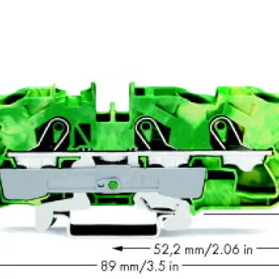 Morsetto di passaggio WAGO TOPJOB S 10mm² 3L verde/giallo ser.2010 