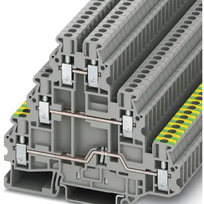 Dreistock-Reihenklemme PE/L/L CLIPLINE 0.14…4mm² grau 