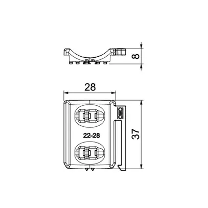 Contre-plaque Bettermann combinée avec contre-plaque double 22…28mm, PP, grc 