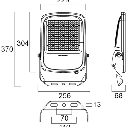 Projecteur LED Sylvania Kalani 98W 14300lm 840 IP66 65×120° 370×256mm noir 