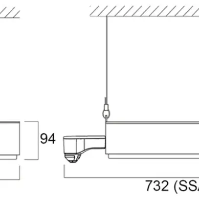 Projecteur salle LED Sylvania KubiXx AISLE PIR 276W 48300lm 840 IP65 VAR 760×460 