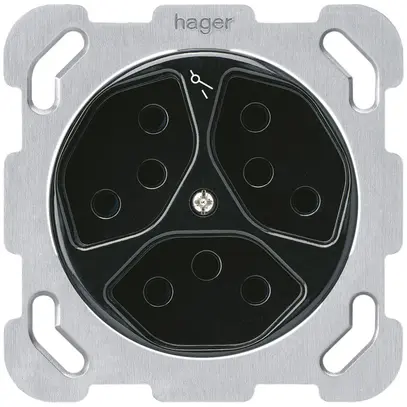 Inserto per presa INC basico 3×tipo 13S con placca di fissaggio nero 