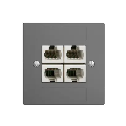 Einsatz zu UP-Anschlussdose 4×RJ45/u 4P getr. EDIZIOdue dunkelgrau ITplus 